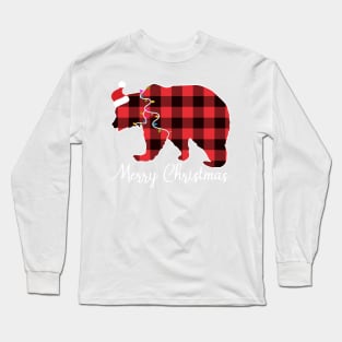 Santa Deer Plaid Red Buffalo Animal Merry Christmas Pajamas Family Long Sleeve T-Shirt